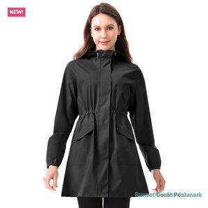 Waterproof Polyester Rain Jacket with Hood for Outdoor Hiking Cycling Travel